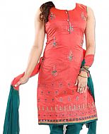 Coral/Teal Georgette Suit- Indian Dress