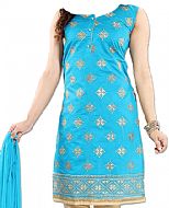 Turquoise/Ivory Georgette Suit- Indian Semi Party Dress