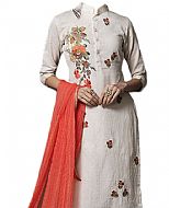 Off-white Georgette Suit- Indian Semi Party Dress