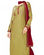 Olive/Maroon Georgette Suit- Indian Dress