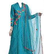 Blue/Red Georgette Suit- Indian Semi Party Dress