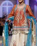 Rust/Off-white Chiffon Suit- Pakistani Formal Designer Dress