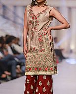 Beige Silk Suit- Pakistani Party Wear Dress