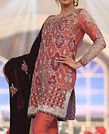 Rust Silk Suit- Pakistani Party Wear Dress