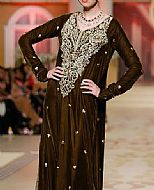 Dark Brown Silk Suit- Pakistani Formal Designer Dress