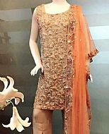 Fawn/Rust Chiffon Suit- Pakistani Party Wear Dress