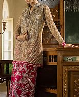 Beige/Hot Pink Chiffon Suit- Pakistani Party Wear Dress