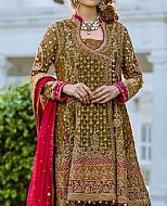 Olive Green Chiffon Suit- Pakistani Formal Designer Dress