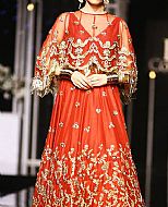 Safety Orange Chiffon Suit- Pakistani Formal Designer Dress