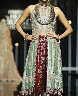 Sea Green/Chocolate Silk Suit- Pakistani Formal Designer Dress