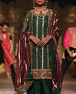 Bottle Green Chiffon Suit- Pakistani Party Wear Dress