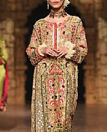 Golden Crinkle Chiffon Suit- Pakistani Formal Designer Dress