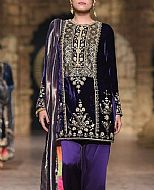 Navy Blue Velvet Suit- Indian Party Wear Dress