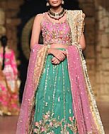 Pink/Sea Green Chiffon Suit- Indian Party Wear Dress