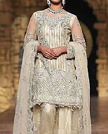 Off-white/Silver Chiffon Suit- Pakistani Party Wear Dress