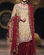 Light Golden/Maroon Chiffon Suit- Pakistani Bridal Dress