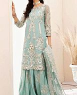 Light Turquoise Crinkle Chiffon Suit- Pakistani Bridal Dress