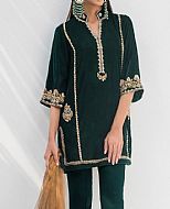 Bottle Green Velvet Suit- Pakistani Formal Designer Dress