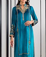 Teal Blue Silk Suit- Pakistani Formal Designer Dress