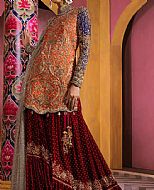 Orange/Maroon Silk Suit- Pakistani Bridal Dress