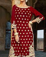 Maroon Velvet Suit- Pakistani Formal Designer Dress