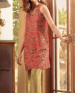 Coral Raw Silk Suit- Pakistani Party Wear Dress