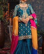 Teal Blue Chiffon Suit- Pakistani Party Wear Dress