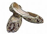 Ladies Khussa- Brown/Golden- Khussa Shoes for Women