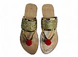Ladies Chappal- Golden- Pakistani Khussa Shoes