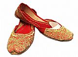 Ladies Khussa- Red/Golden- Khussa Shoes for Women