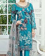 Turquoise Organza Suit- Pakistani Designer Chiffon Suit