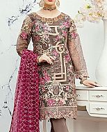 Brown/Magenta Organza Suit- Pakistani Designer Chiffon Suit