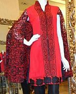 Threads and Motifs Red Chiffon Suit- Pakistani Chiffon Dress