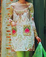 Tabassum Mughal Off-white/Green Lawn Suit- Pakistani Lawn Dress