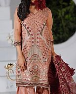 Anamta Peach Organza Suit- Pakistani Chiffon Dress