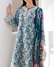 Aabyaan Teal  Blue Lawn Suit- Pakistani Lawn Dress