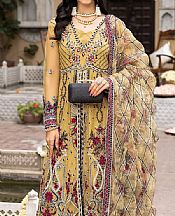 Adans Libas Golden Yellow Net Suit- Pakistani Chiffon Dress