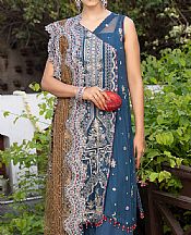 Adans Libas Cornflower Blue Chiffon Suit- Pakistani Designer Chiffon Suit