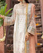 Adans Libas Off-white Net Suit- Pakistani Designer Chiffon Suit