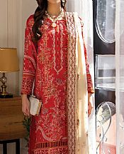 Adans Libas Red Lawn Suit- Pakistani Designer Lawn Suits