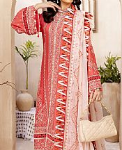 Adans Libas Vermilion Red Lawn Suit- Pakistani Lawn Dress