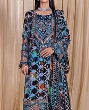 Adans Libas Turquoise/Black Velvet Suit- Pakistani Winter Clothing