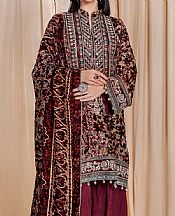 Adans Libas Maroon Velvet Suit- Pakistani Winter Clothing