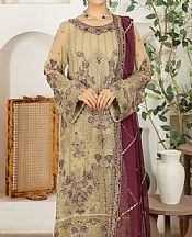 Adans Libas Sand Gold Chiffon Suit- Pakistani Designer Chiffon Suit