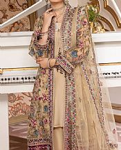 Adans Libas Tan Net Suit- Pakistani Chiffon Dress
