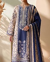 Adans Libas Ivory/Blue Lawn Suit- Pakistani Designer Lawn Suits