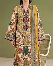 Adans Libas Mustard Lawn Suit- Pakistani Designer Lawn Suits