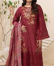Adans Libas Brick Red Lawn Suit- Pakistani Designer Lawn Suits