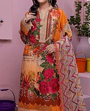 Adans Libas Safety Orange Lawn Suit- Pakistani Designer Lawn Suits