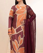 Adans Libas Sunrise Orange/Wine Jacquard Suit- Pakistani Designer Lawn Suits